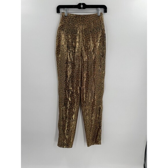 NWT L’Academie The Lara Pant Metallic Leopard Print Women Size XXSmall (23X29.5) - Picture 5 of 11